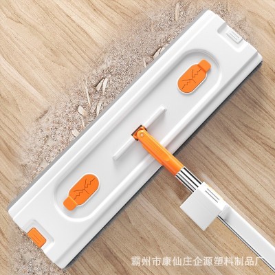 彩虹滚轮免手洗拖把55x12cm平板拖把家用大号两用拖把刮水自粘布图4