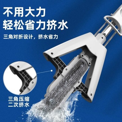 海绵拖把平板免手洗滚轮式大胶棉拖把家用懒人免手洗替换对折批发图2
