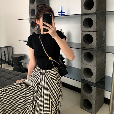 美式白色t恤女正肩短袖欧货2024年新款显瘦圆领纯棉叠穿打底上衣图4