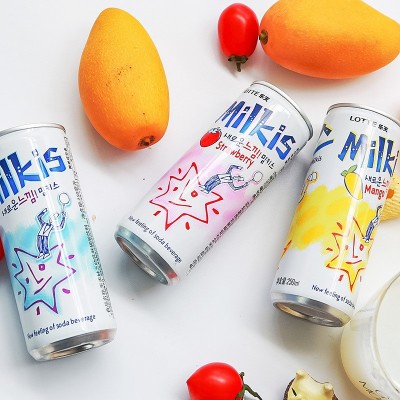 韩国进口乐天milkis妙之吻牛奶碳酸饮料乳酸菌味罐装汽水易拉罐图3