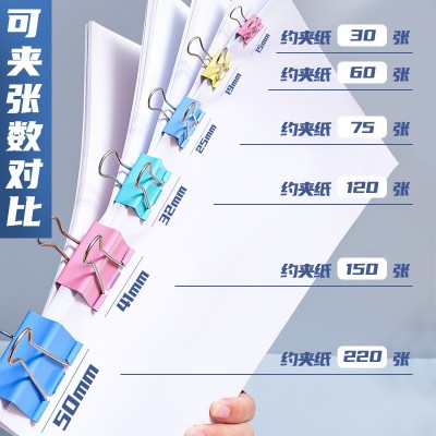 得力长尾夹子彩色票夹燕尾夹试卷文件票据夹1-6#大小号书夹子文具 1盒 12.46图2