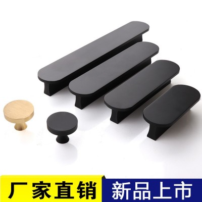 铝合金简约T型加宽型材北欧金色拉手橱柜黑色抽屉把手衣柜门拉手图4