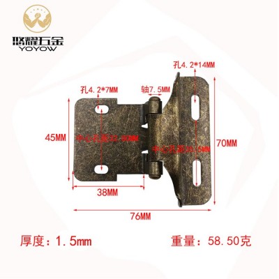 现货批发弹簧铁铁合页 多折五金件 柜门自关70*38*34*1.5MM铰链图4
