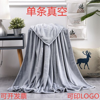 批发跨境纯色珊瑚绒毛毯素色法莱绒毛毯法兰绒毛毯珊瑚绒瑜伽毯子图4