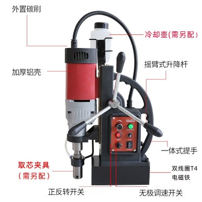 飞高磁力钻工业级电磁钻多功能磁座钻吸铁钻钢板取芯钻调速攻丝机图3