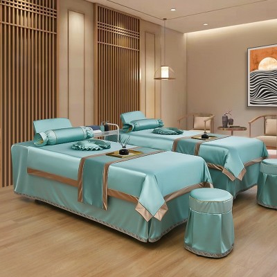 高档简约美容床罩四件套美容院按摩美体床罩洗头床套批发免印logo图2