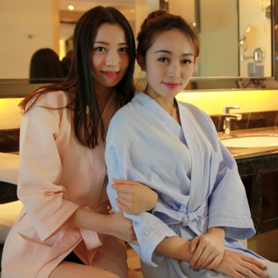 直销全棉酒店宾馆华夫格浴袍 纯棉桑拿汗蒸服 洗浴浴袍图3