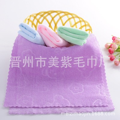超细纤维压花小毛巾 礼品 方巾不掉毛无弹力花边儿童口水巾图4