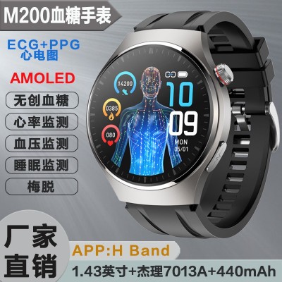M200无创血糖智能手表AMOLED心电心率监测蓝牙通话运动手表华强北图2