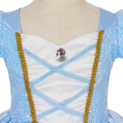 跨境灰姑娘公主COS女童连衣裙礼服网纱蓬蓬裙服派对演出蝴蝶结图3