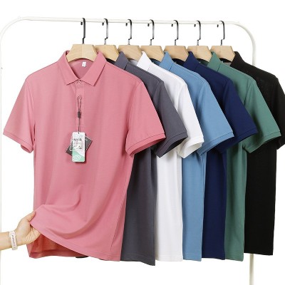 夏新款高端莱赛尔桑蚕丝翻领短袖POLO衫定制企业工作服定做刺绣字图4