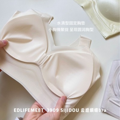 ED云感缎面bra女士宽肩无痕美背新品珠光V领无钢圈软支撑女士内衣图2