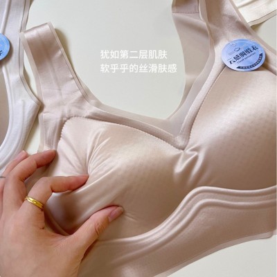ED云感缎面bra女士宽肩无痕美背新品珠光V领无钢圈软支撑女士内衣图4