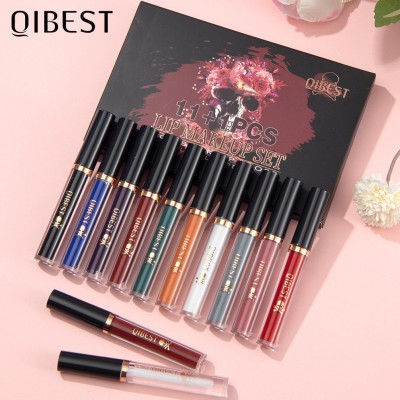 QIBEST钻石珠光幻彩哑光唇彩液体口红不沾杯不掉色唇釉丰唇油套装图3
