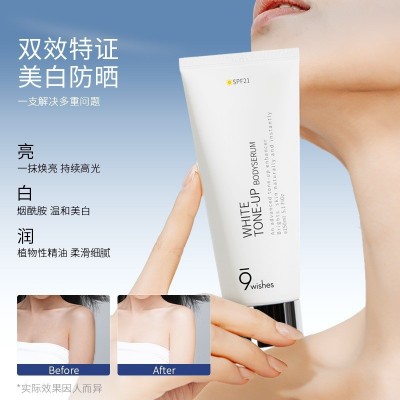 韩国9wishes素颜霜身体乳烟酰胺全身美白遮瑕防晒紫外线懒人霜图2
