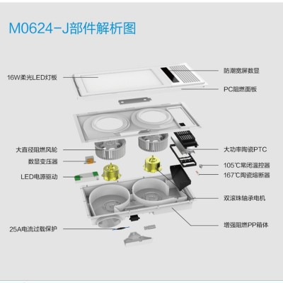 美的 （Midea） 多功能风暖浴霸双电机智能轻触开关适用集成吊顶图4