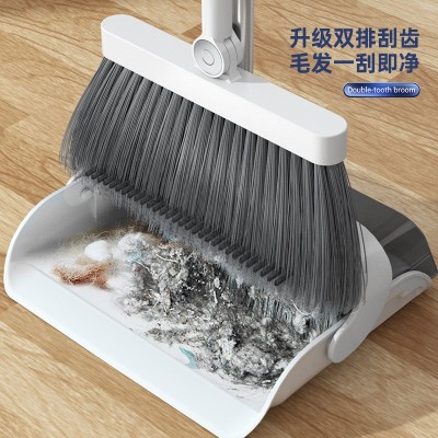 扫把簸箕套装家用笤帚双层刮齿可折叠撮箕不粘头发畚斗扫地扫帚图3