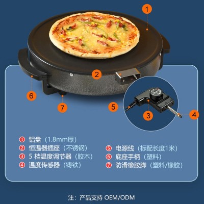 定制跨境安东厂家直销外贸厨房不粘圆形平面锅烙饼机36cm可丽饼机图3