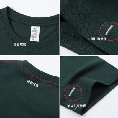100%棉260克重磅加肥短袖男女通款日系纯色加厚掉肩宽松圆领t恤衫图3