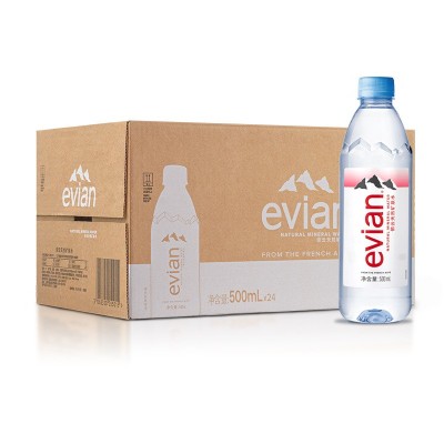 法国进口evian依云天然矿泉水500ml*24瓶整箱批发弱碱性饮用水图5