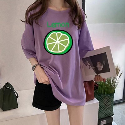 牛油果绿宽松打底衫长款短袖t恤女夏季ins潮上衣服女装体恤图3