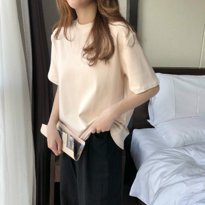 白色t恤女短袖夏季宽松简约体恤磨毛打底衫女内搭纯色上衣潮图3