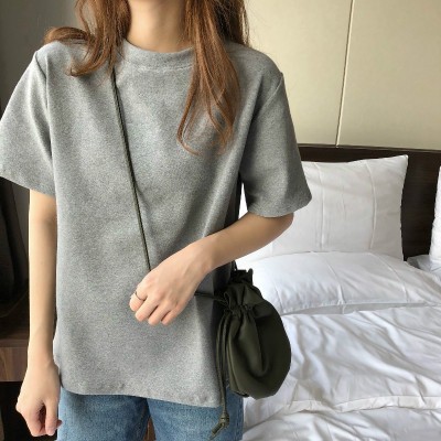 白色t恤女短袖夏季宽松简约体恤磨毛打底衫女内搭纯色上衣潮图5