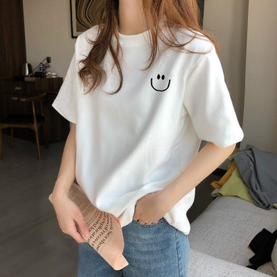 白色短袖t恤女宽松夏季新款纯棉打底体恤圆领上衣ins潮网红图3