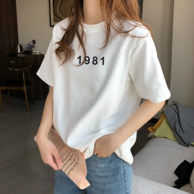 白色短袖t恤女宽松夏季新款纯棉打底体恤圆领上衣ins潮网红图4