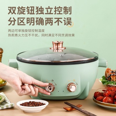 鸳鸯电火锅家用电煮锅不粘锅多功能一体大容量宿舍电炒锅代发批发图2