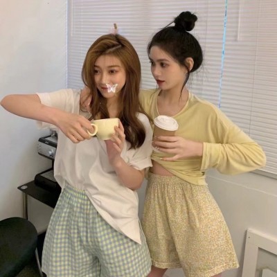 拥抱夏天家居短裤碎花裤运动高腰显瘦阔腿裤宽松休闲 睡裤女图4