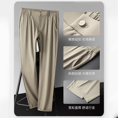 高端夏季薄款冰丝休闲裤男裤休闲裤男款速干裤西裤子男士松紧腰图3