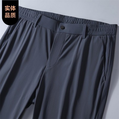 高端夏季薄款冰丝休闲裤男裤休闲裤男款速干裤西裤子男士松紧腰图2