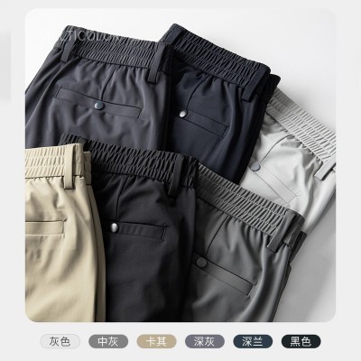 高端夏季薄款冰丝休闲裤男裤休闲裤男款速干裤西裤子男士松紧腰图4