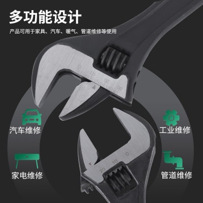 工具批发黑色12寸活动扳手胶柄活口扳10寸沾塑柄活扳手活动扳手图4