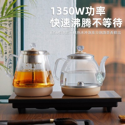 银器智能全自动底部上水电热烧水壶泡茶桌茶台一体家用煮茶炉图2
