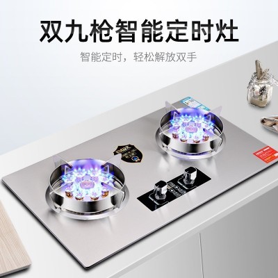 燃气灶双灶家用液化气天然气灶双九腔定时直喷猛火灶不锈钢煤气灶图2