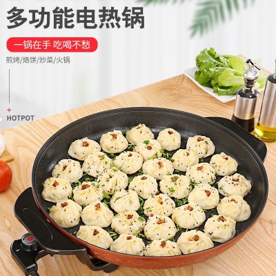 汇昌多功能电热锅商用生煎包早餐店锅贴机烧烤不粘烤肉家用电煎锅图2