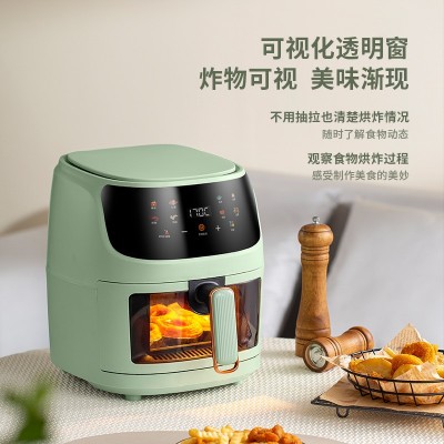 家用智能6L大容量可视彩屏触摸空气炸锅英文110V220V跨境贸易图4