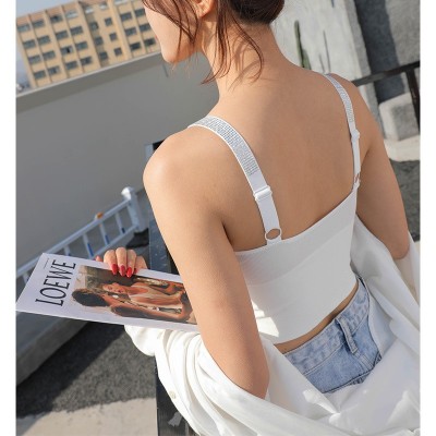 运动内衣女士跑步瑜伽背心防震聚拢定型裸感带钻运动背心打底内衣图4