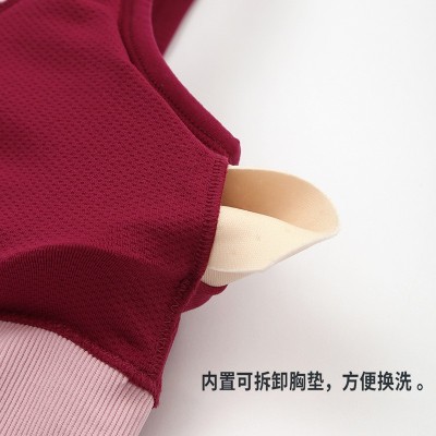 新款潮流假两件瑜伽运动文胸户外瑜伽服透气弹性速干吸湿运动背心图3