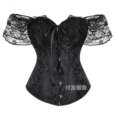欧美新款宫廷束身腰封抹胸礼服上衣新娘束身衣短袖塑形宫 廷洛丽塔图5