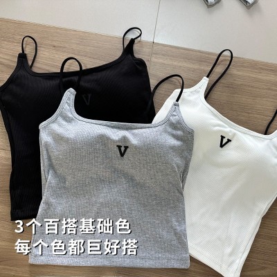 美背吊带带胸垫女内搭夏打底纯欲棉质吊带背心外穿女短款辣妹上衣图4