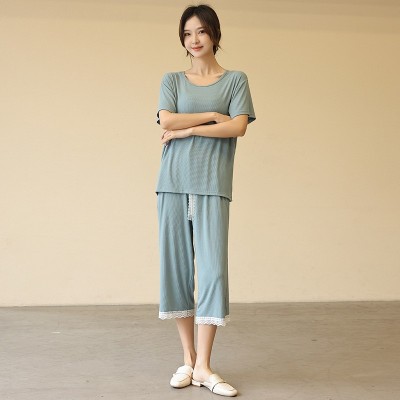 代尔睡衣女夏短袖薄款舒适夏季家居服套装夏天睡衣女生 蕾丝居家图4
