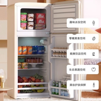 冰箱复古中小型家用出租房节能轻音双开门冷藏冷冻宿舍厨房小冰柜图3