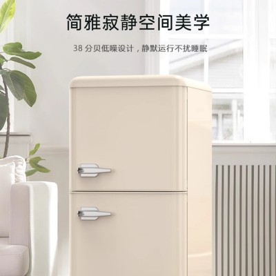 冰箱复古中小型家用出租房节能轻音双开门冷藏冷冻宿舍厨房小冰柜图2