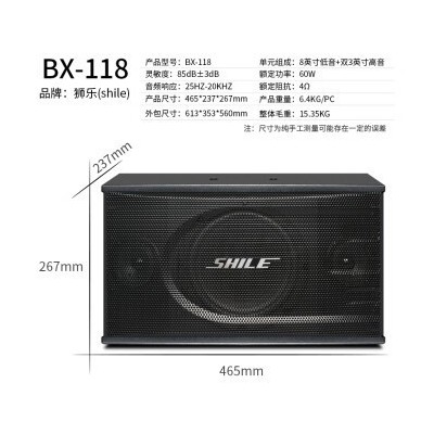 会议室音响套装 狮乐功放AV8820+音箱BX118无线话筒背景音乐设备图5