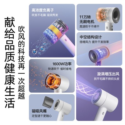 风尔特高速中空无叶电吹风机负离子护发速干恒温大风力家用吹风筒图2