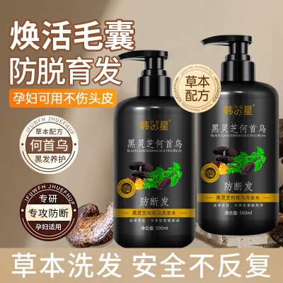 何首乌洗发水防断发强韧健发蓬松控油去屑柔顺黑灵芝变黑发洗发液图2