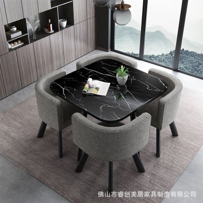 简约接待桌椅组合商店铺面商务会客洽谈桌椅可收纳休闲餐桌 小圆桌图4